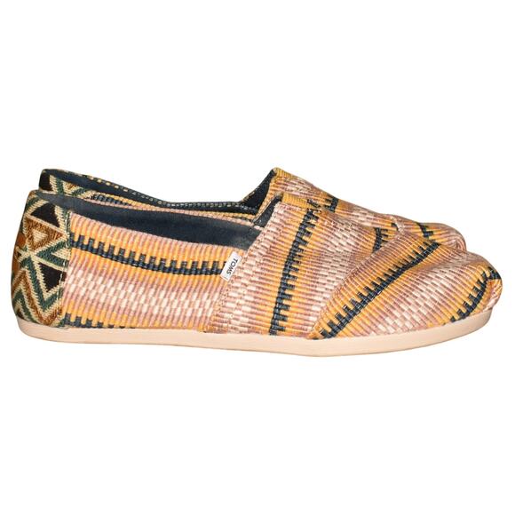 TOMS $60 Cloudbound Alpargata Loafer Flat Mango Striped Global Woven Size 7 - Picture 2 of 7